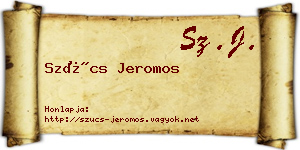 Szűcs Jeromos névjegykártya