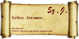 Szűcs Jeromos névjegykártya